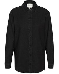 My Essential Wardrobe - Overhemden ,Zwart ,Denim Zwarte Wassing Denim Shirt Boxy Stijl - Lyst