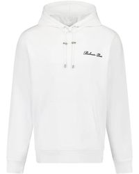 Balmain - Hoodies & Sweatvesten ,Wit ,Katoen Witte Geborduurde Hoodie Sweatshirt - Lyst