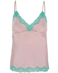 Gold Hawk - Tops ,Roze ,Satijn Satijnen Blouse Met V-Hals En Dunne Mouwen - Lyst