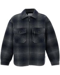 and wander - Jassen ,Grijs ,Wol Wool Shaggy Check Zip Jacket - Lyst