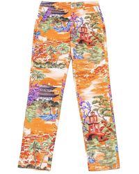 Stella Jean - Pantaloni sottili si adattano a tela con stampa cinese - Lyst