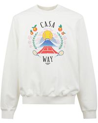 CASABLANCA - Baumwoll-Sweatshirt Mit Gerippten Bündchen Und Frontstickerei - Lyst