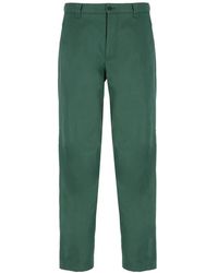 Lanvin - Pantaloni in cotone verde con tasche con zip - Lyst