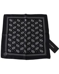 Dolce & Gabbana - Schwarzer gemusterter quadratischer Schal Seidentaschentuch - Lyst