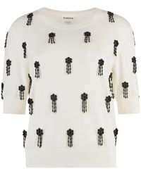 P.A.R.O.S.H. - Wollpullover mit blumenstickerei - Lyst