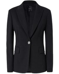 Pinko - Jassen ,Zwart ,Leer Stijlvolle Blazer - Lyst