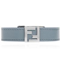 Fendi - Accessoires ,Blauw ,Leer Ff Bracelet - Lyst