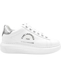 Karl Lagerfeld - Blanco cuero zapatos planos plata - Lyst