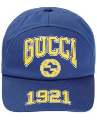 Gucci - Accessoires ,Blauw ,Katoen Caps - Lyst