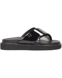 Kazar - Schwarze Mules Aus Zwei Arten Von Leder - Lyst