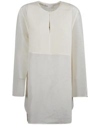 Tory Burch - Overhemden ,Wit ,Linnen Linnen Tuniek - Lyst
