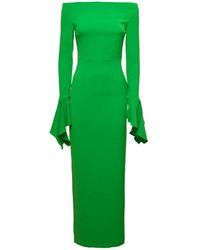 Solace London - Vestido maxi verde con mangas de volantes - Lyst