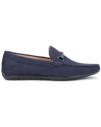 Kazar - Herren Stilvolle Nubuk Marineblaue Mokassins Mit Einer Applikation - Lyst