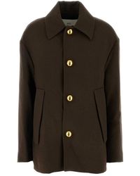 Ami Paris - Stijlvolle Bruine Wollen Jas - Lyst