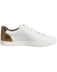 Dolce & Gabbana - Weiße Braune Leder Low Top Sneakers - Lyst