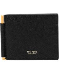 Tom Ford - Accessoires ,Zwart ,Leer Gegreineerd Leren Portemonnee Met Geldclip - Lyst