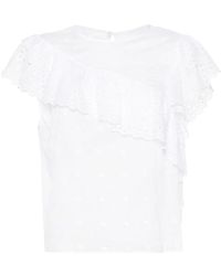 Isabel Marant - Camiseta blanca de algodón orgánico con volantes - Lyst