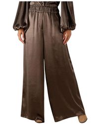 Notre-v - Broeken ,Bruin ,Polyester Wijde Bruine Polyester Broek - Lyst