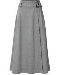 Windsor. - Woll Midi Rock Mit Gürtel - Lyst