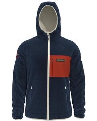Napapijri - Jassen ,Blauw ,Polyester Blauwe Yupik Fleece Hoodie Met Rits - Lyst