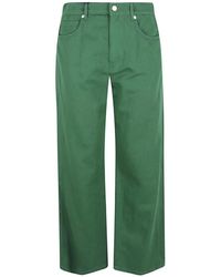 Max Mara - Jeans ,Groen ,Katoen Rechte Katoen- En Linnen Broek - Lyst