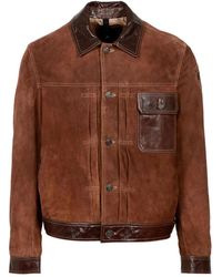 Blauer - Jassen ,Bruin ,Bruine Leren Jas Met Puntkraag - Lyst