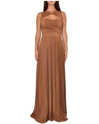 PT Torino Long Jurk Pleated ' - Bruin