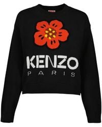 KENZO - Truien & Vesten ,Zwart ,Katoen Boke Flower Ronde Hals Lange Mouw Truien - Lyst