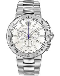 Versace - Cronografo acciaio orologio bracciale - Lyst