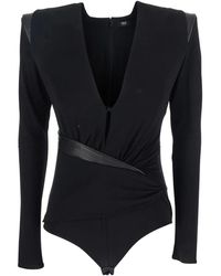 Versace - Safety Pin Draped Bodysuit - Lyst