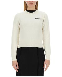 Palm Angels - Truien & Vesten ,Wol Rondgebreide Trui - Lyst