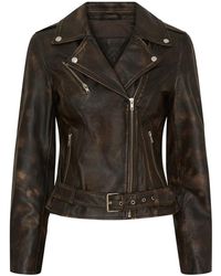 Notyz - Trendy Biker Jacket Walnut Met Zilveren Acc - Lyst