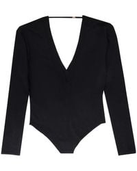 Saint Laurent - Tops ,Zwart ,Wol Zwarte T-Shirts En Polos Met V-Hals - Lyst
