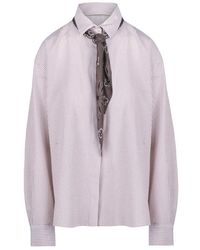 8pm - Overhemden ,Katoen Camicia Cannes A Righe Con Foulard - Lyst