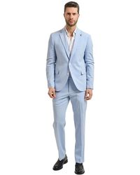 MULISH - Kostuums ,Blauw ,Leer Single-Breasted Pak - Lyst