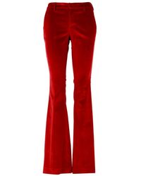 PT Torino - Pantalones rojos de terciopelo con pierna acampanada - Lyst