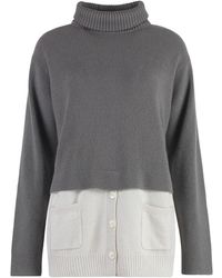 Malo - Truien & Vesten ,Grijs ,Kasjmier Cashmere Coltrui Met Zakken - Lyst