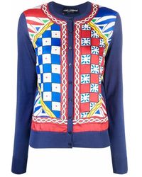 Dolce & Gabbana - Patchwork-strickjacke mit button-down-kragen - Lyst