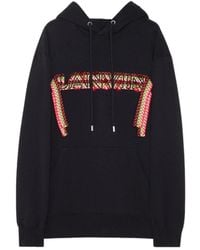 Lanvin - Hoodies & Sweatvesten ,Zwart ,Katoen Geborduurde Oversized Hoodie - Lyst