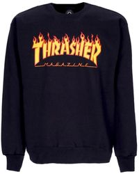 Thrasher - Hoodies & Sweatvesten ,Zwart ,Katoen Zwarte Flame Crewneck Sweatshirt - Lyst