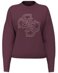 Guess - Hoodies & Sweatvesten ,Rood ,Evelyn Triangle Logo Sweatshirt - Lyst