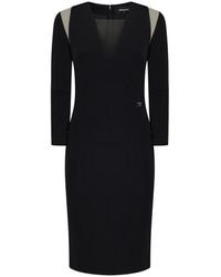 DSquared² - Elegantes schwarzes kleid für frauen,schwarzes v-ausschnitt cut-out kleid - Lyst
