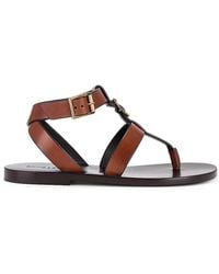 Saint Laurent - Sandalias Planas De Cuero Hardy, Mujer, Talla - Lyst