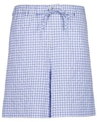 Marni - Korte Broeken ,Blauw ,Katoen Lichtblauwe Gingham Seersucker Shorts - Lyst