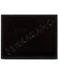 Ferragamo - Accessoires ,Zwart ,Leer Diagonaal Logo Kaarthouder - Lyst