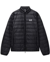 EA7 - Jassen ,Zwart ,Leer Down Jacket - Lyst