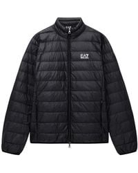 EA7 - Jassen ,Zwart ,Leer Down Jacket - Lyst