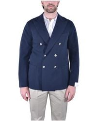 Eleventy - Jassen ,Blauw ,Katoen Giacca Doppiopetto - Lyst