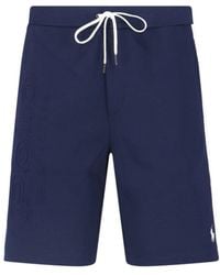 Ralph Lauren - Sportliche logo-shorts aus blauer baumwollmischung - Lyst