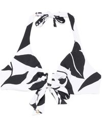 Max Mara - Badmode ,Zwart ,Spandex Avena Floral Knot Bikini Top - Lyst